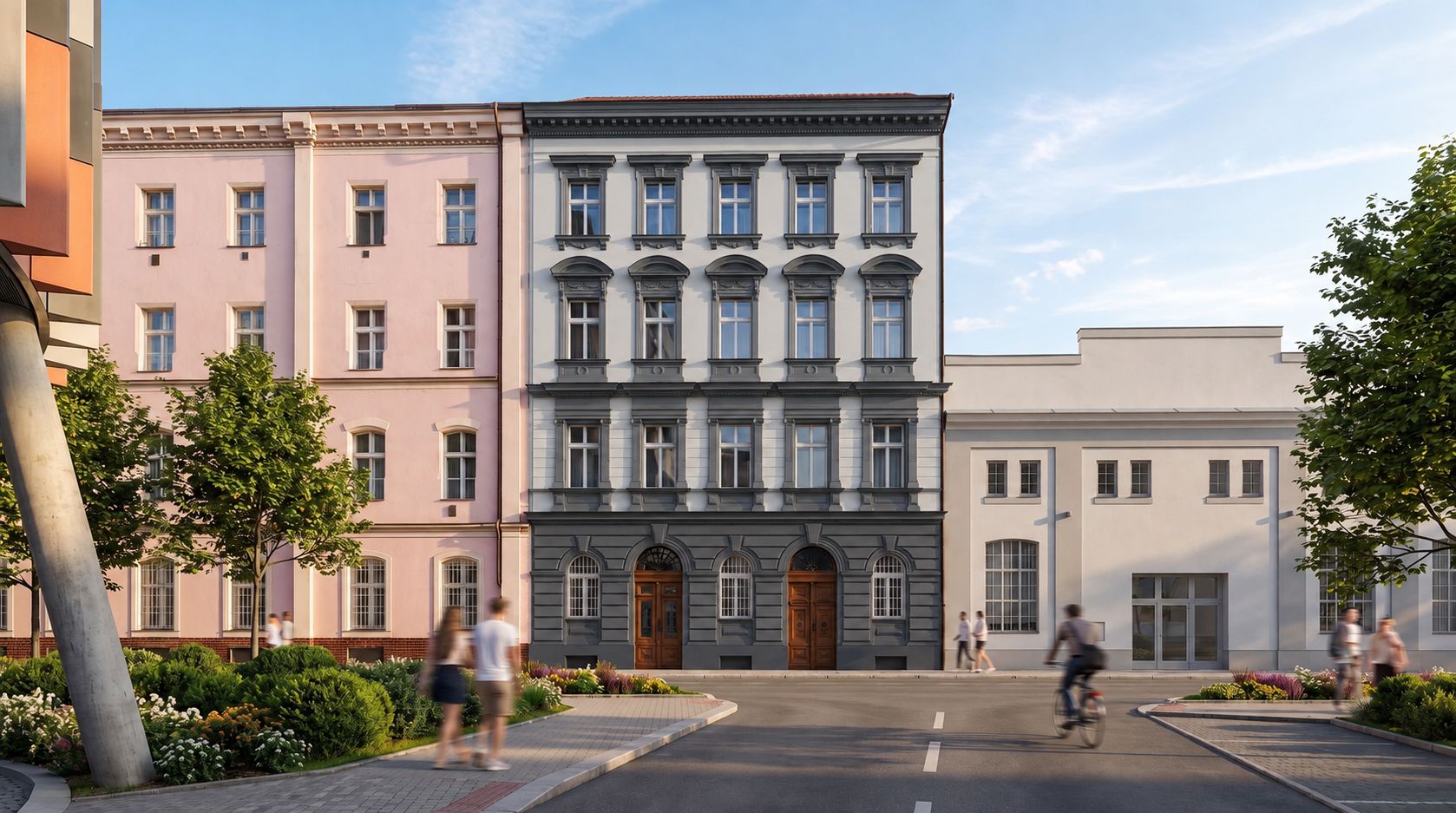 Vizualizace obnovené fasády domu Pobřežní 22